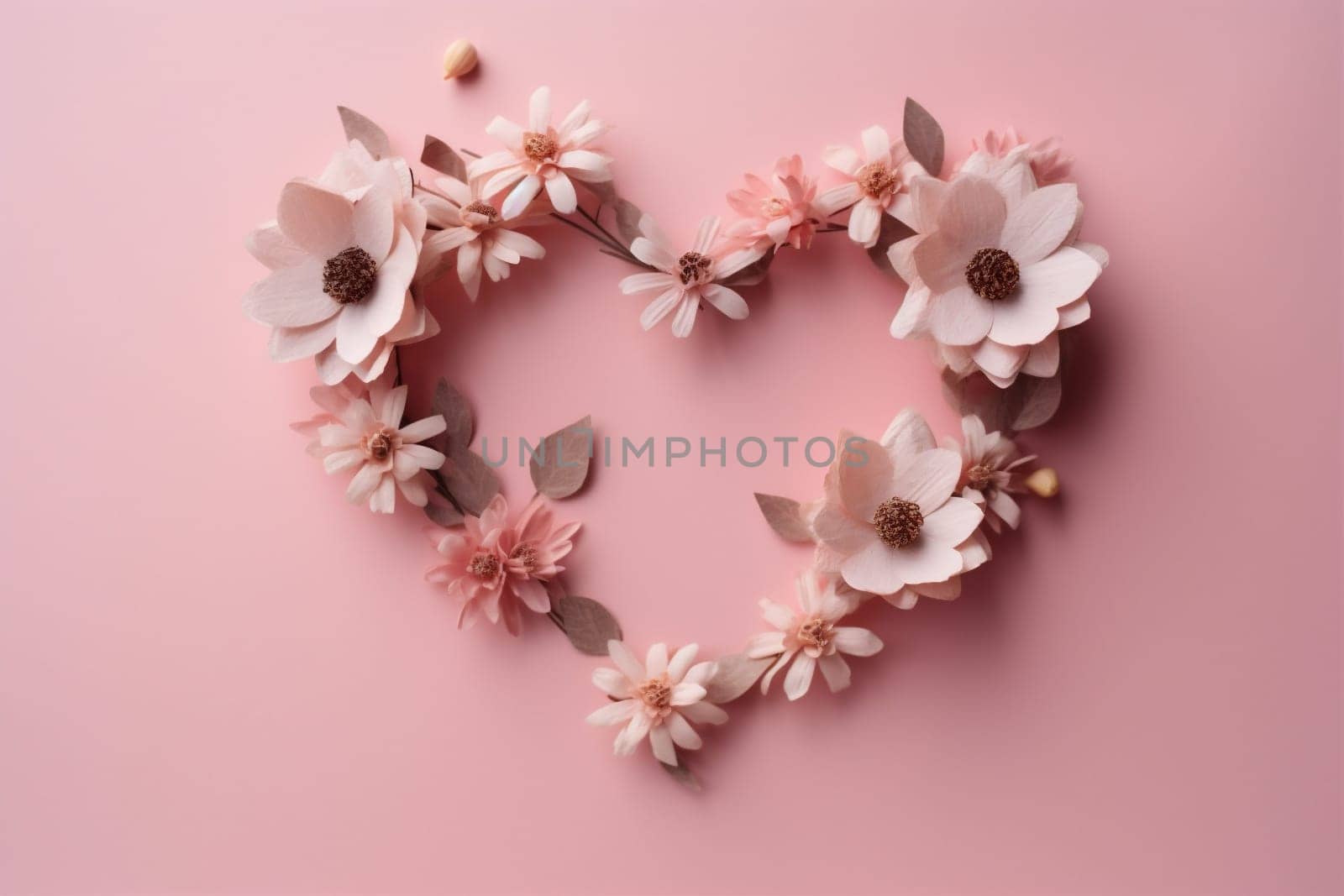 rose wedding heart symbol love background valentine day flower card pink. Generative AI. by SHOTPRIME