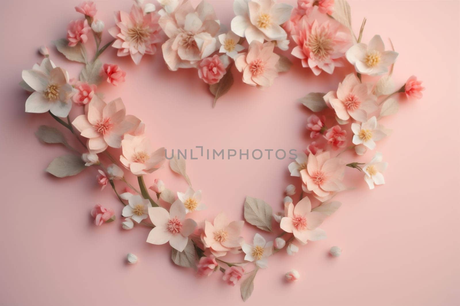 valentine rose day flower background wedding pink symbol heart love card. Generative AI. by SHOTPRIME