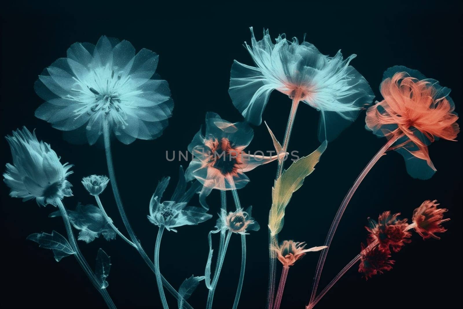 blossom xray leaf bloom nature flower spring beautiful background floral creative. Generative AI. by SHOTPRIME