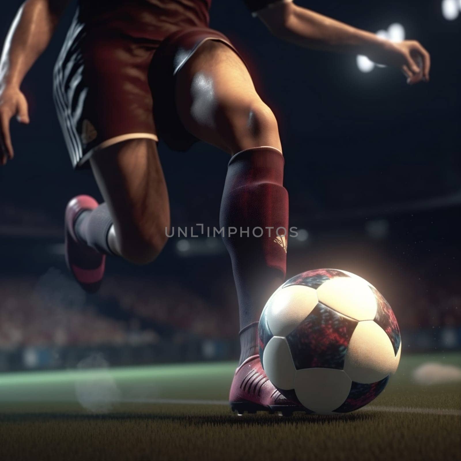 sport soccer competition goal game stadium kick foot football ball. Generative AI. by SHOTPRIME