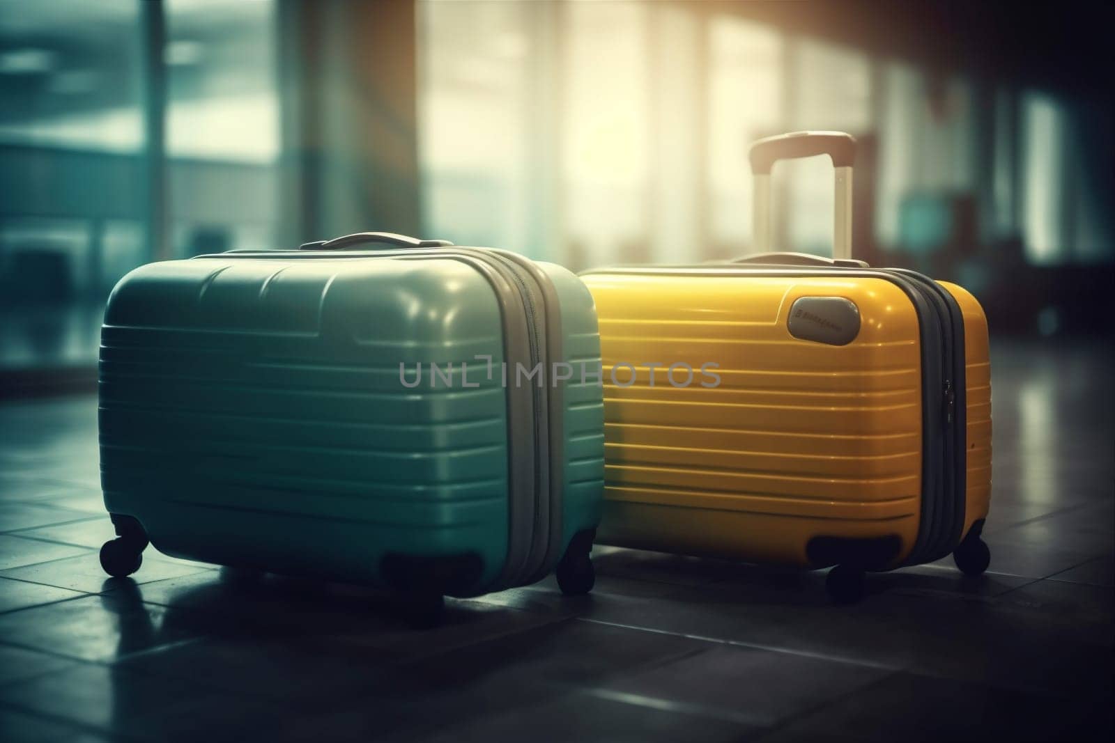 bag flight suitcase baggage travel air transportation terminal business departure. Generative AI. by SHOTPRIME