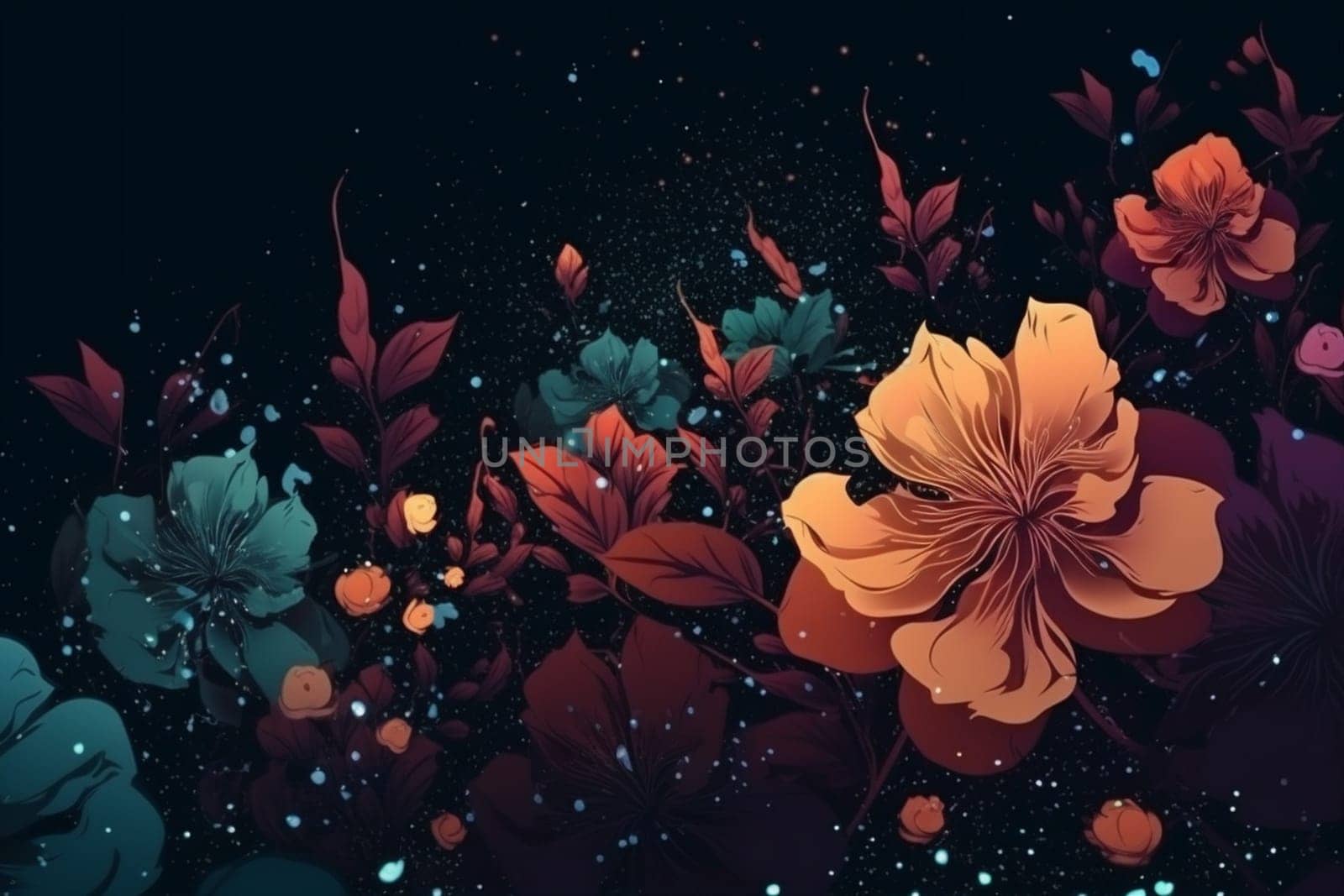 concept abstract leaf garden blossom flower beautiful flat season floral spring plant illustration bloom red summer pastel holiday nature beauty background. Generative AI.