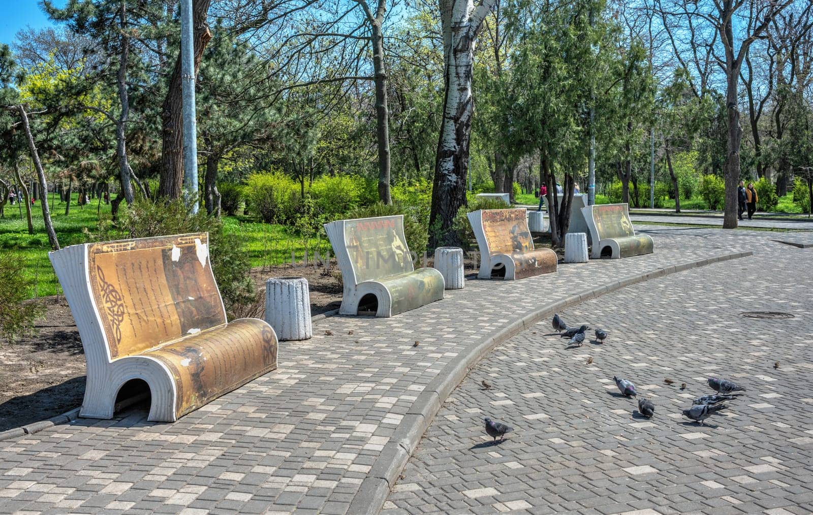 Odessa, Ukraine 18.04.2023. Taras Shevchenko public park in Odessa, Ukraine, on a sunny spring day