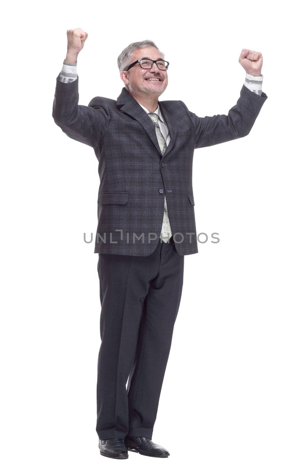 in full growth. a very happy, attractive man . isolated on a white background