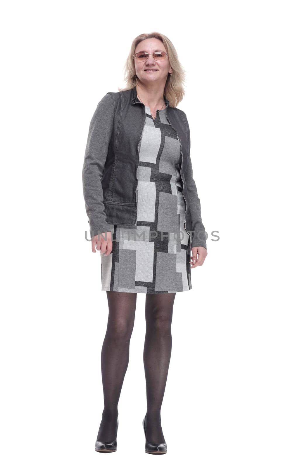 full length . attractive young woman in casual clothes . isolated on a white background