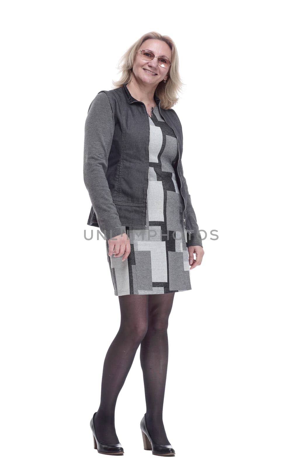full length . attractive young woman in casual clothes . isolated on a white background