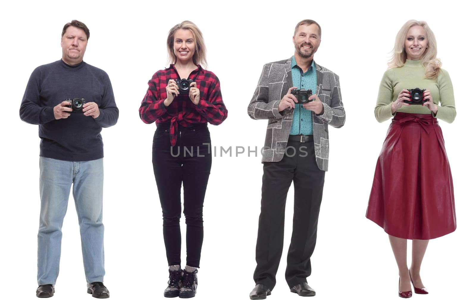 collage of professional photographers in full length isolated by asdf