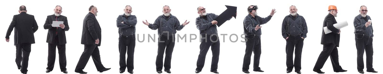 set of images of a man in full growth. displays many concepts