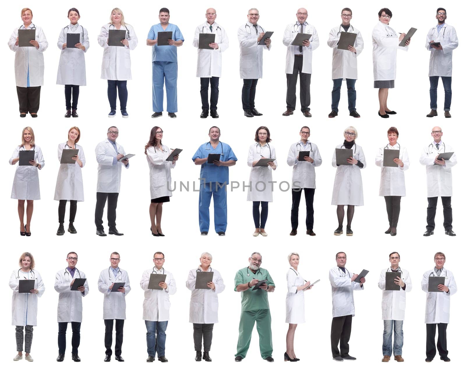 group of doctors in full length isolated on white by asdf