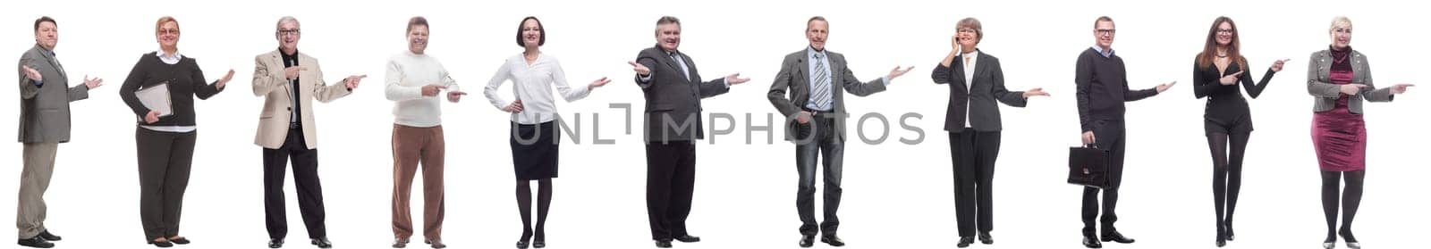 group of business people showing thumbs up isolated by asdf