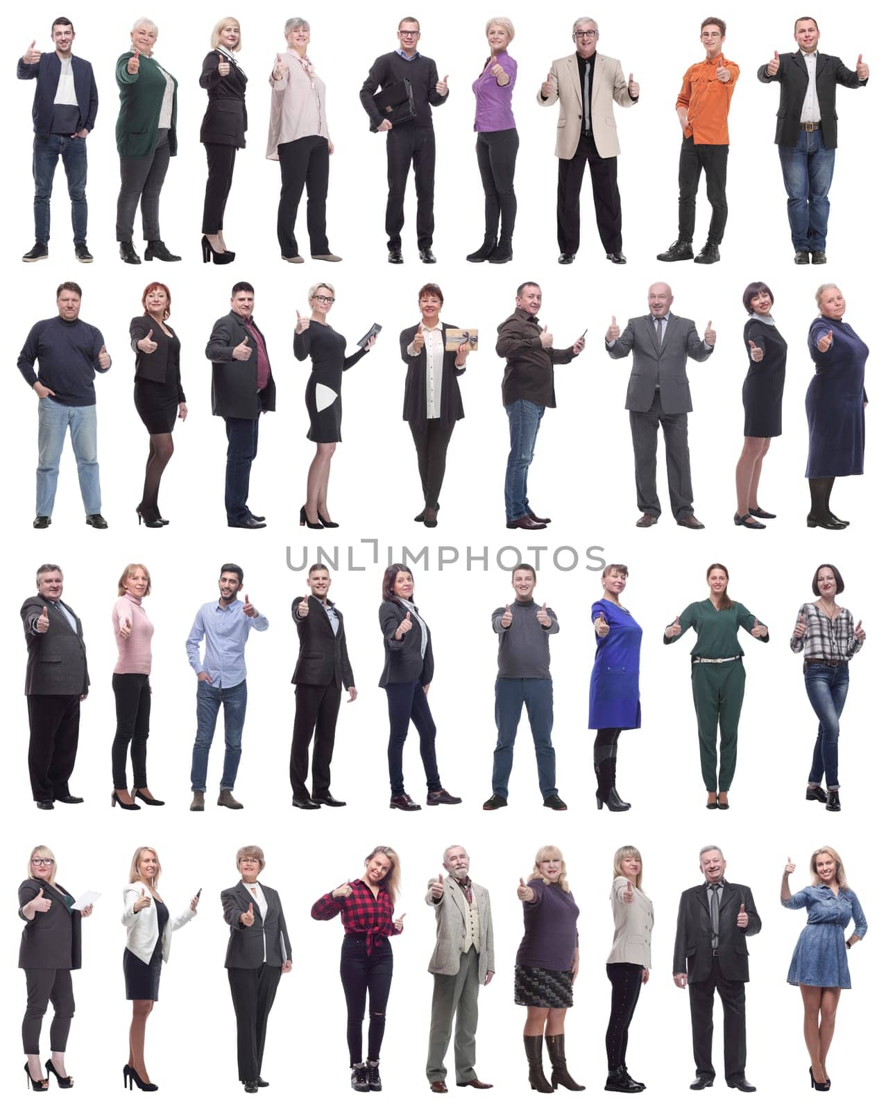 group of business people holding thumb up isolated by asdf