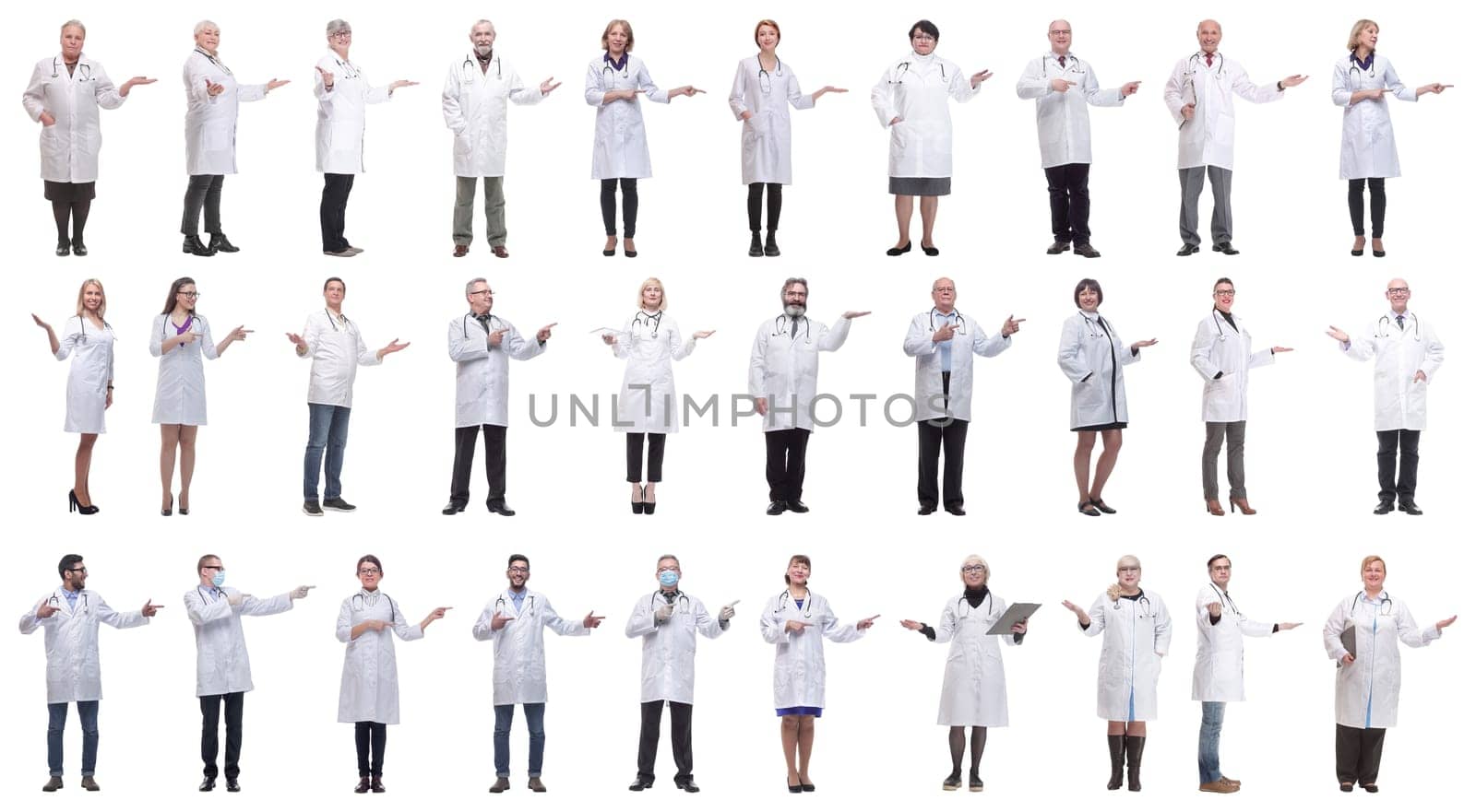 group of doctors in full length isolated on white by asdf