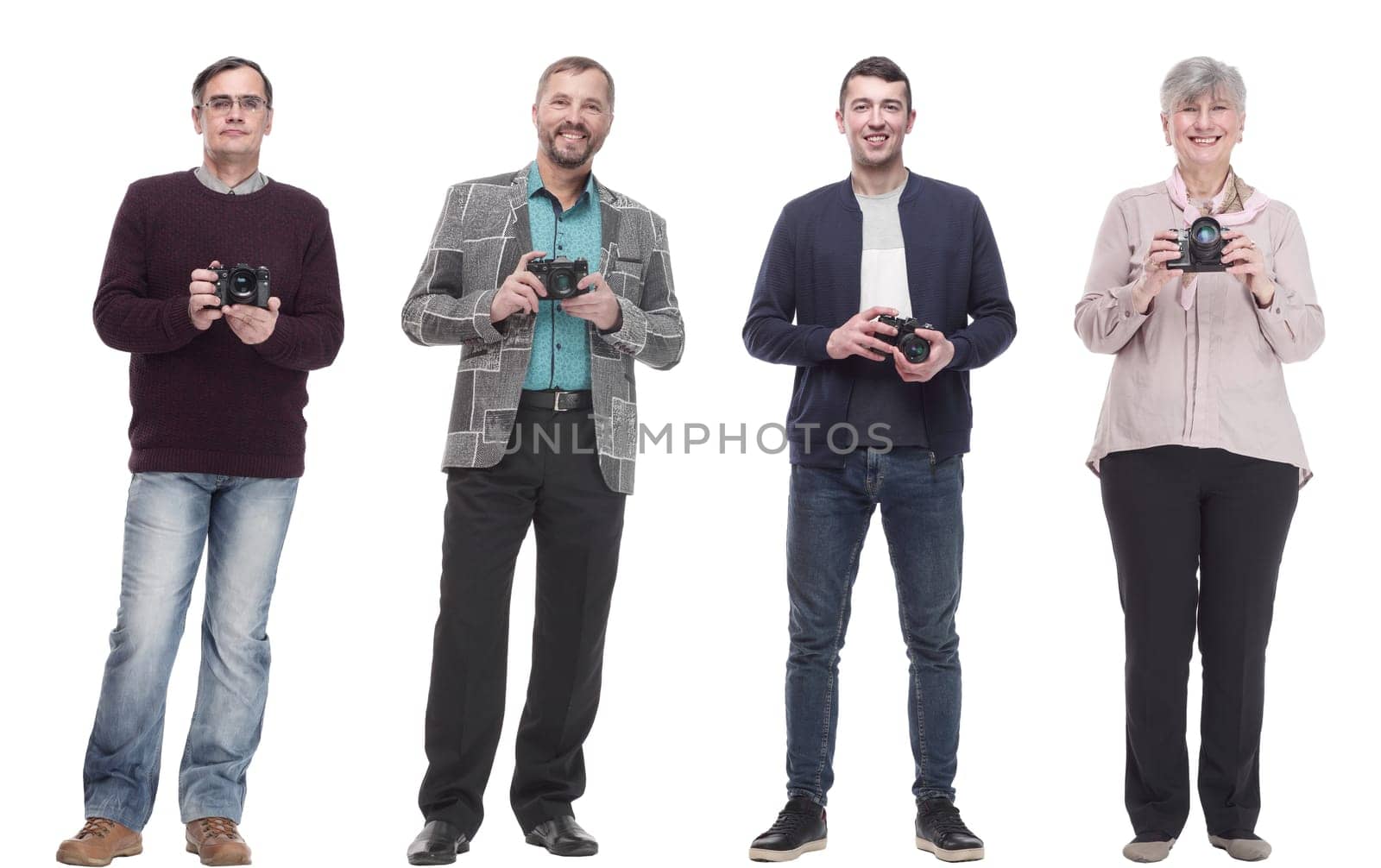 collage of professional photographers in full length isolated by asdf