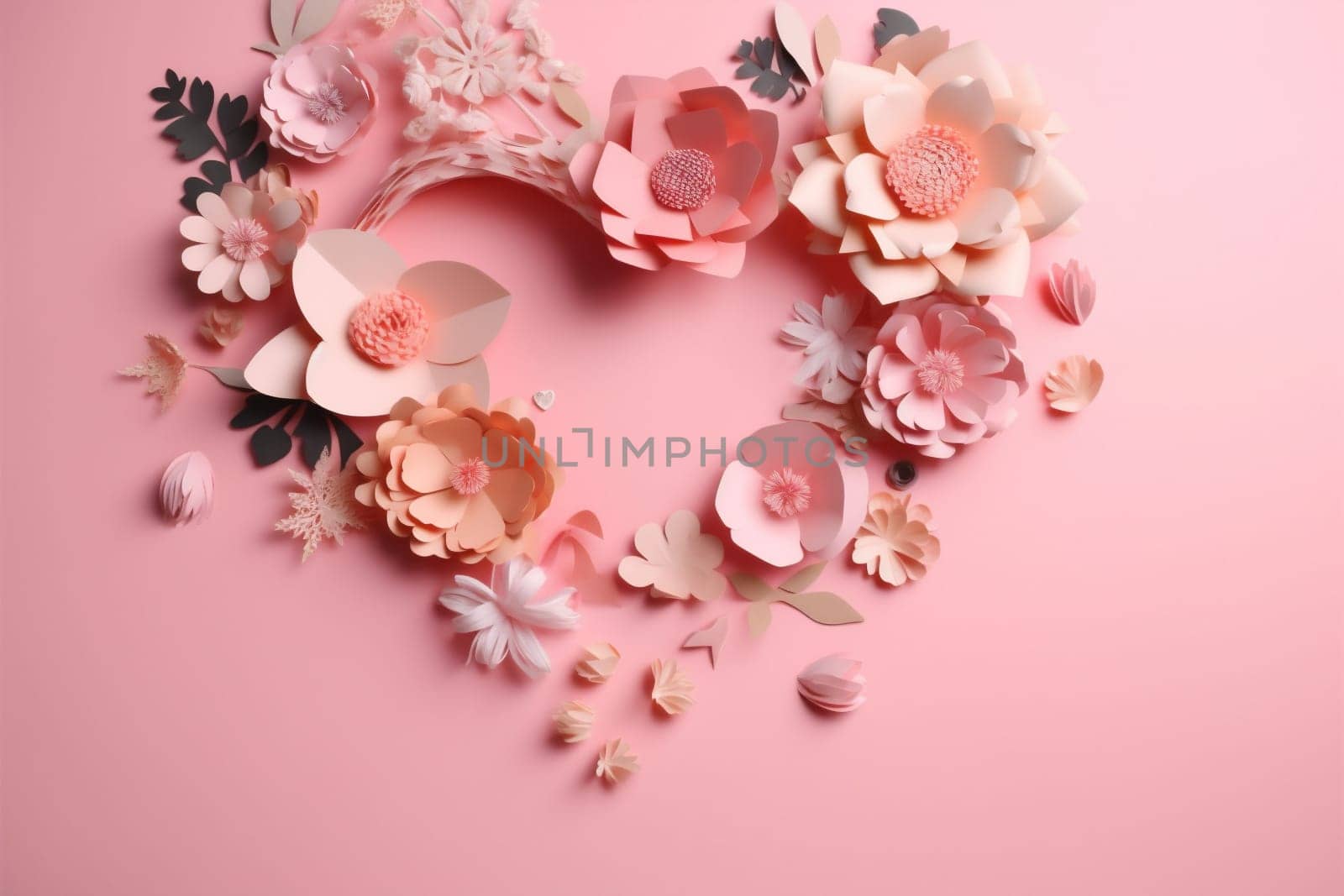 love background heart valentine day pink wedding rose card mother flower. Generative AI. by SHOTPRIME