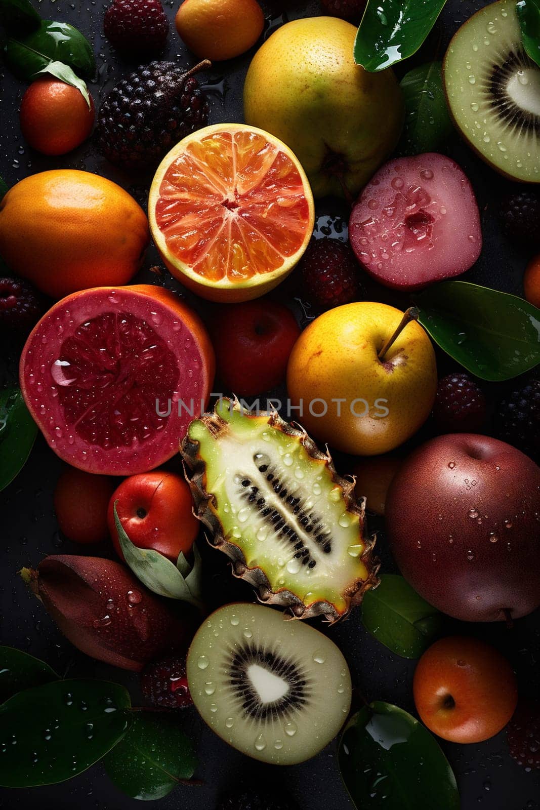 food water background fruit health healthy drop green strawberry fresh vitamin. Generative AI. by SHOTPRIME