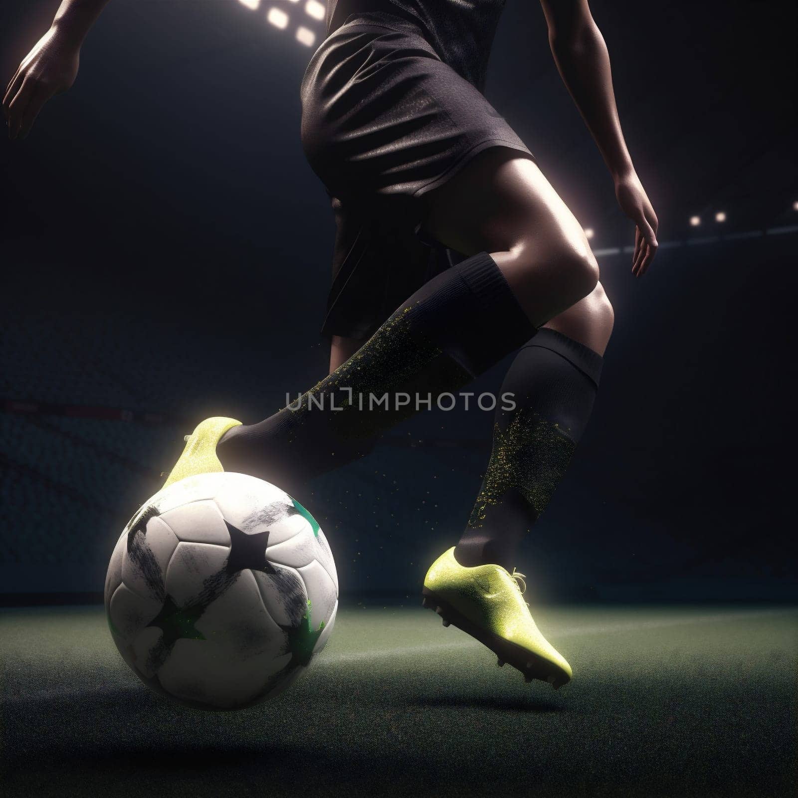 ball competition football kick stadium goal foot game soccer sport. Generative AI. by SHOTPRIME