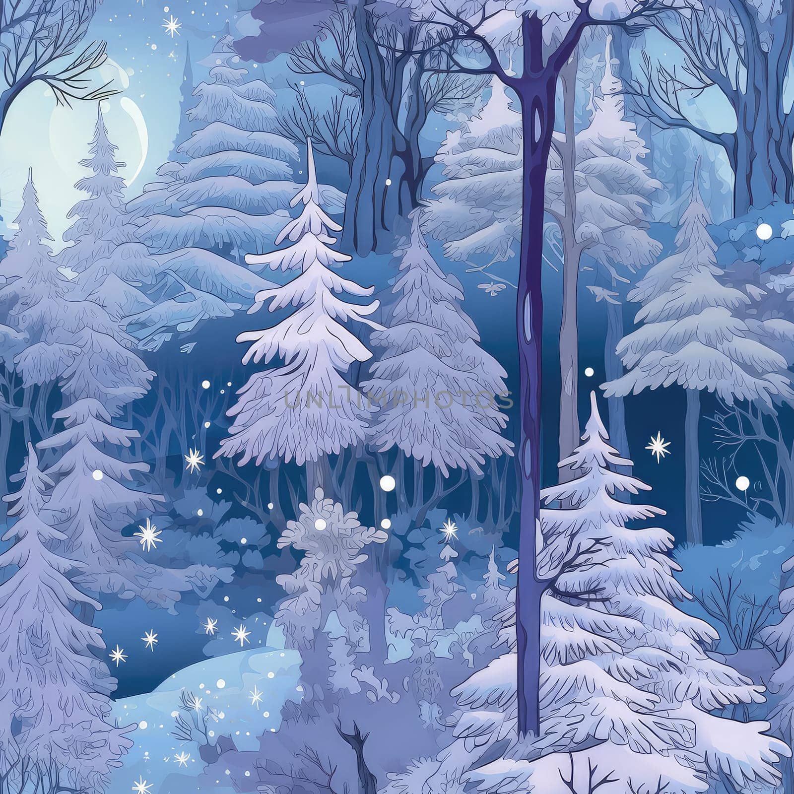 Seamless background of a winter wonderland. AI generated by palinchak