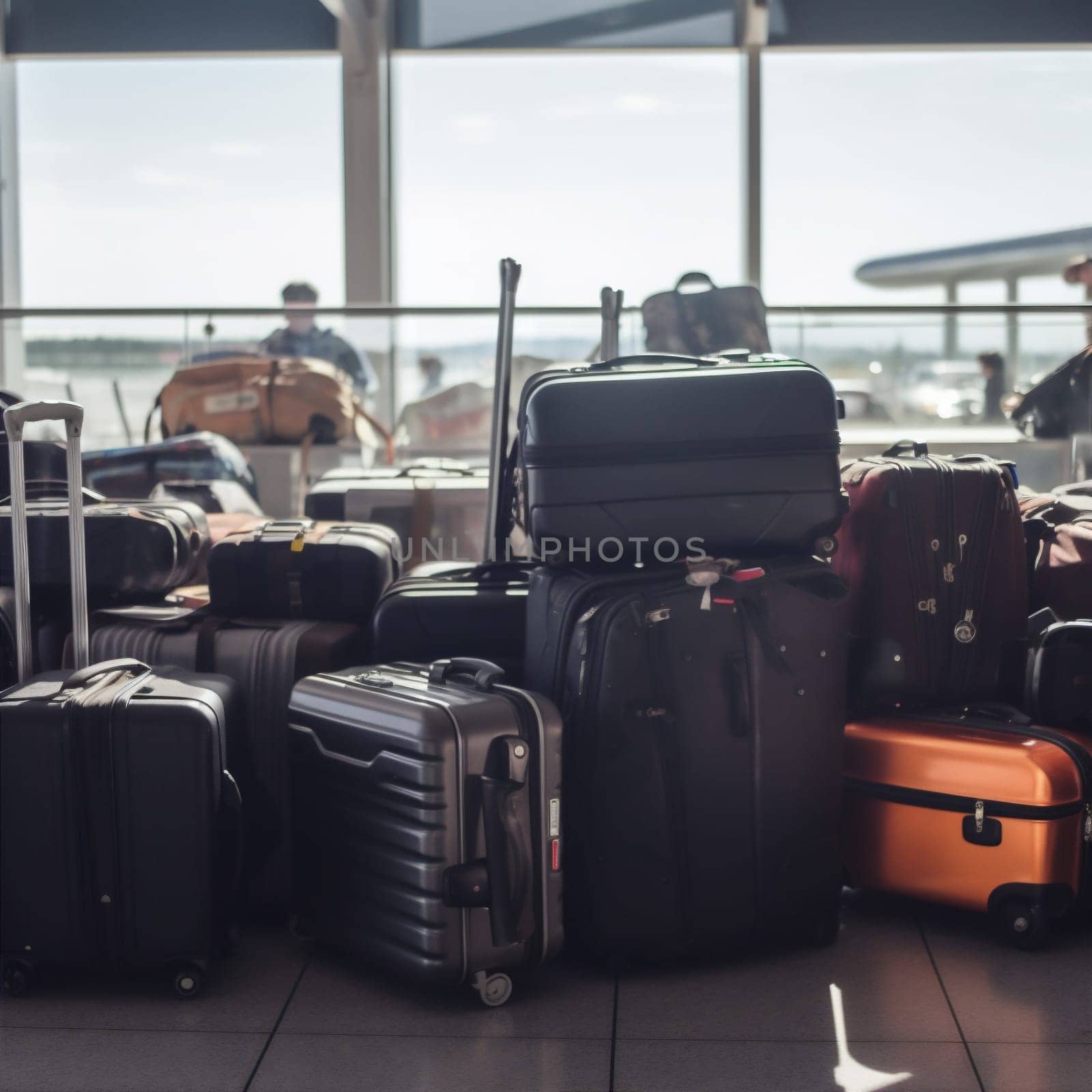 travel transportation flight terminal business suitcase air bag departure baggage. Generative AI. by SHOTPRIME