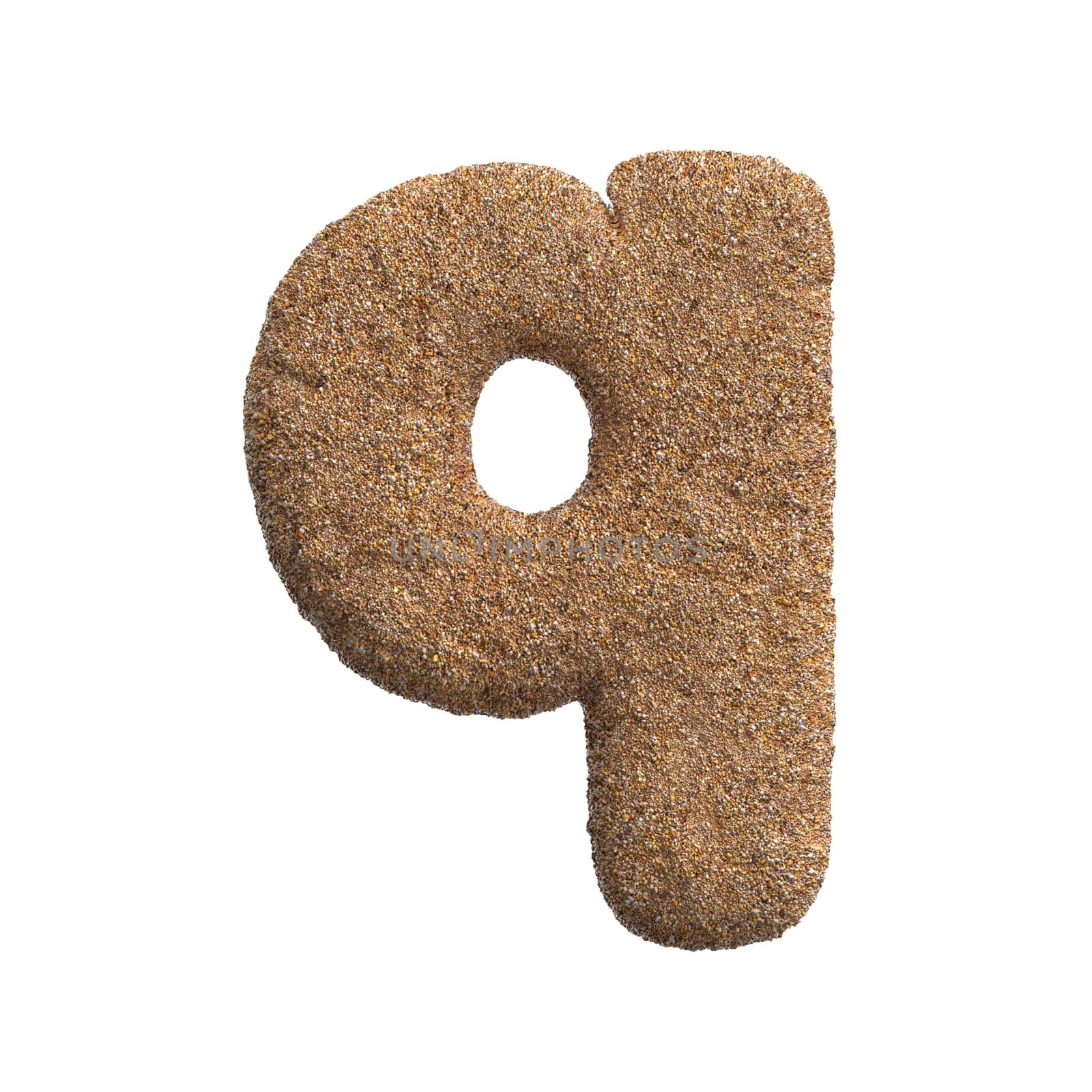 Sand letter Q - Lower-case 3d beach font - Holidays, travel or ocean concepts by chrisroll