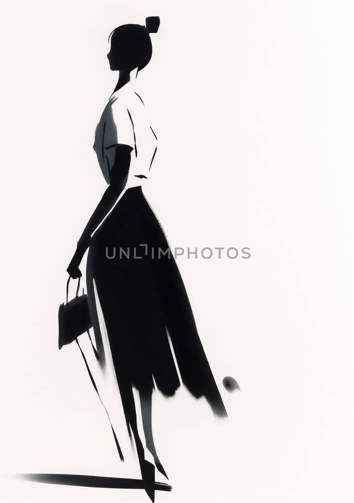 woman retro man drawing black isolated design silhouette handsome person illustration ink. Generative AI. by SHOTPRIME