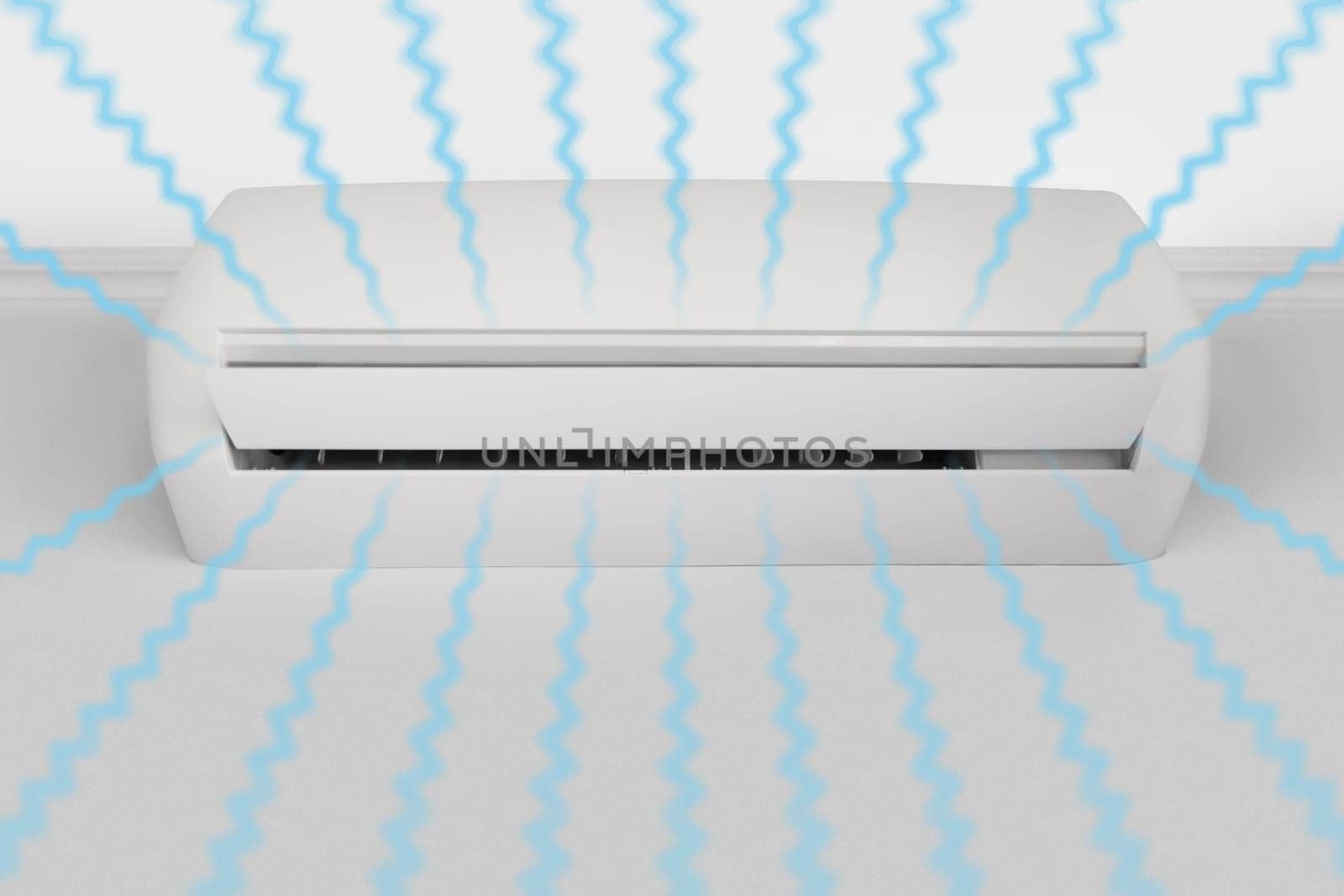 Fresh cool airflow from a white wall mounted air conditioner.