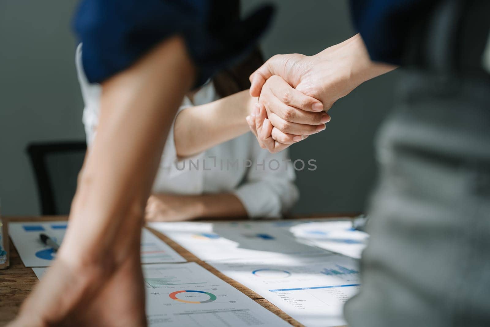 Handshake, contract deal and business partnership of meeting with shaking hands. Networking, hiring and professional negotiation of onboarding collaboration and congratulations of project.