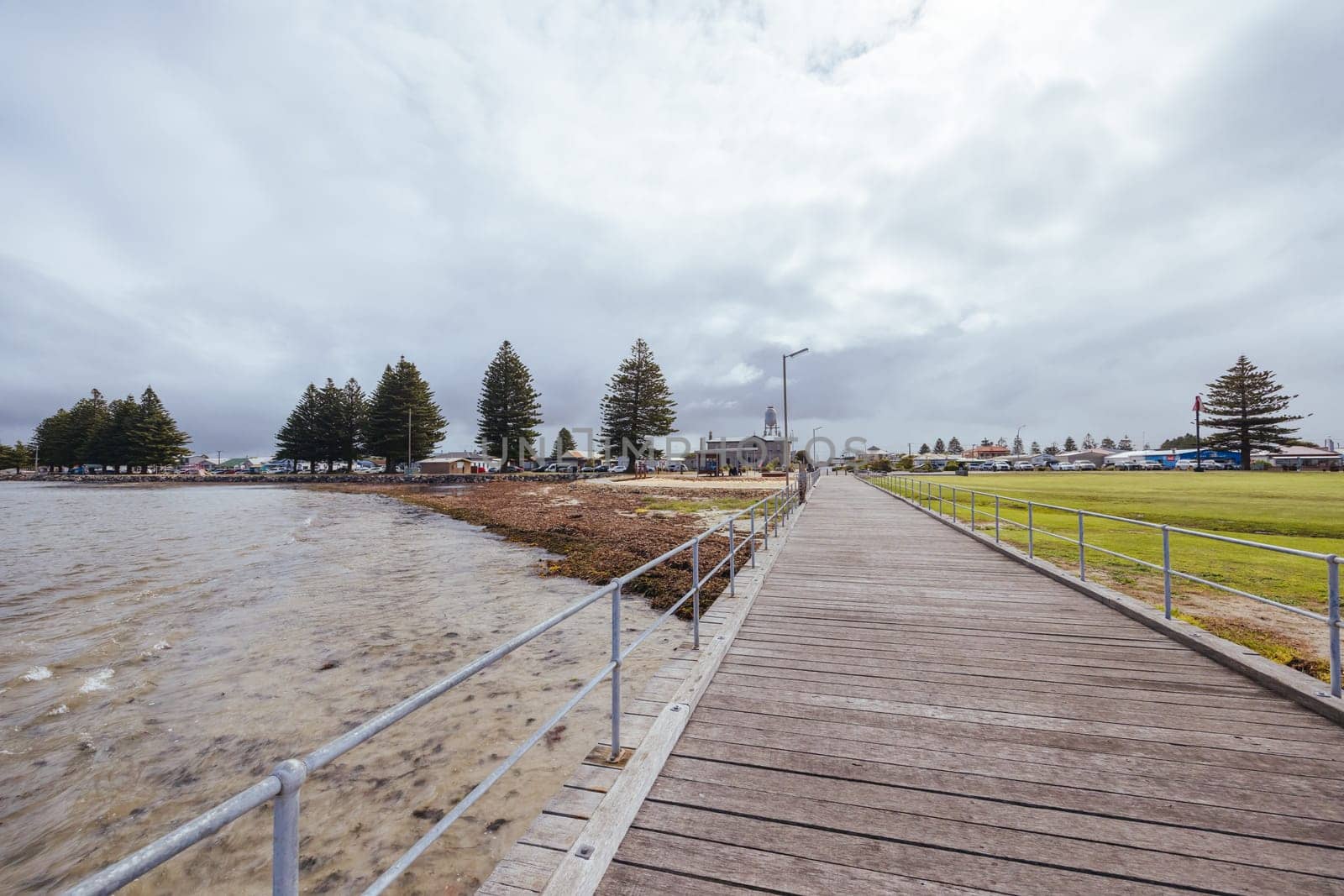 PORT MACDONNELL, AUSTRALIA - April 9 2023: Beach front views around Sea Parade and Port Mac Jetty in Port Macdonnell in South Australia, Australia