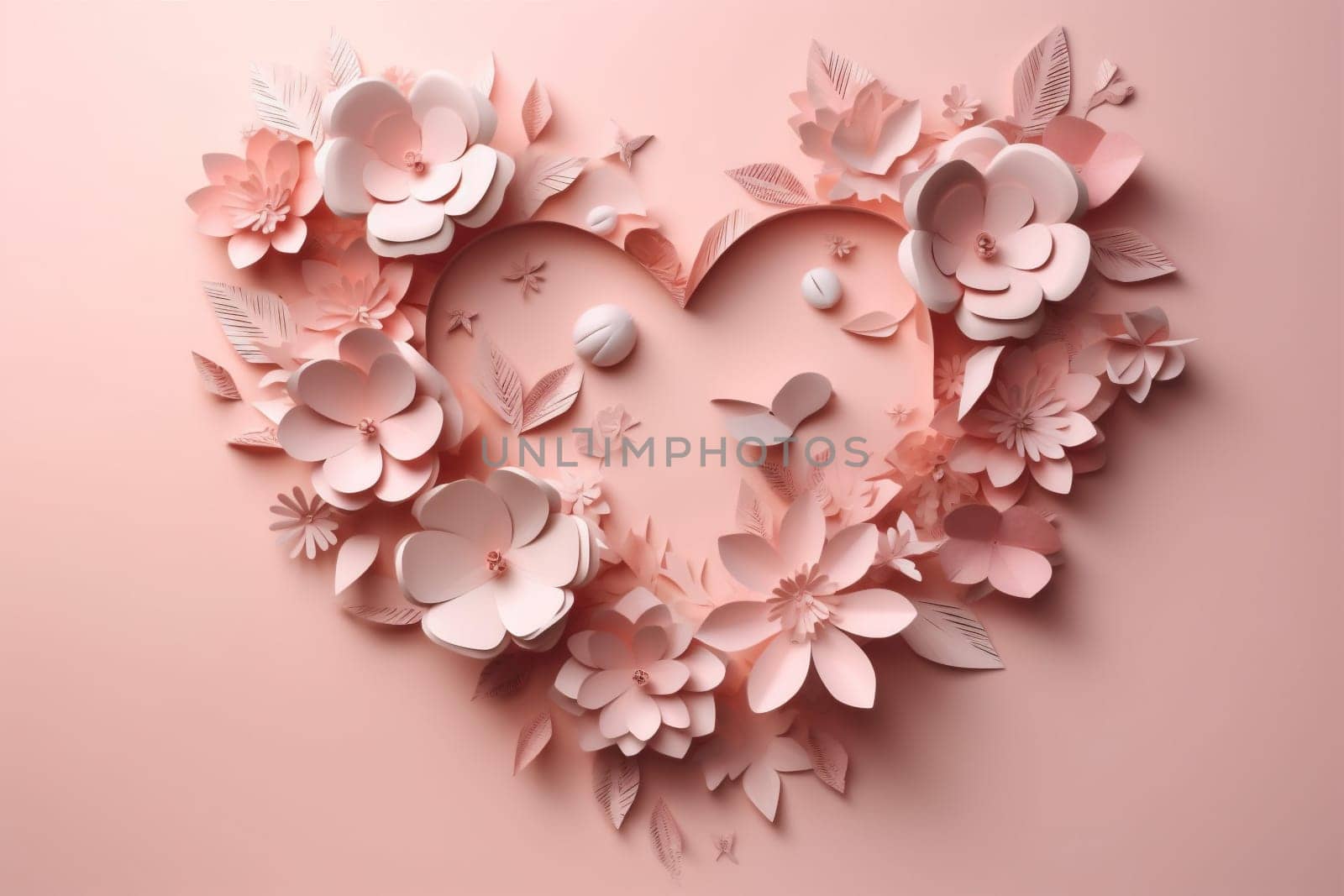 background pink love heart rose wedding valentine day flower banner card. Generative AI. by SHOTPRIME