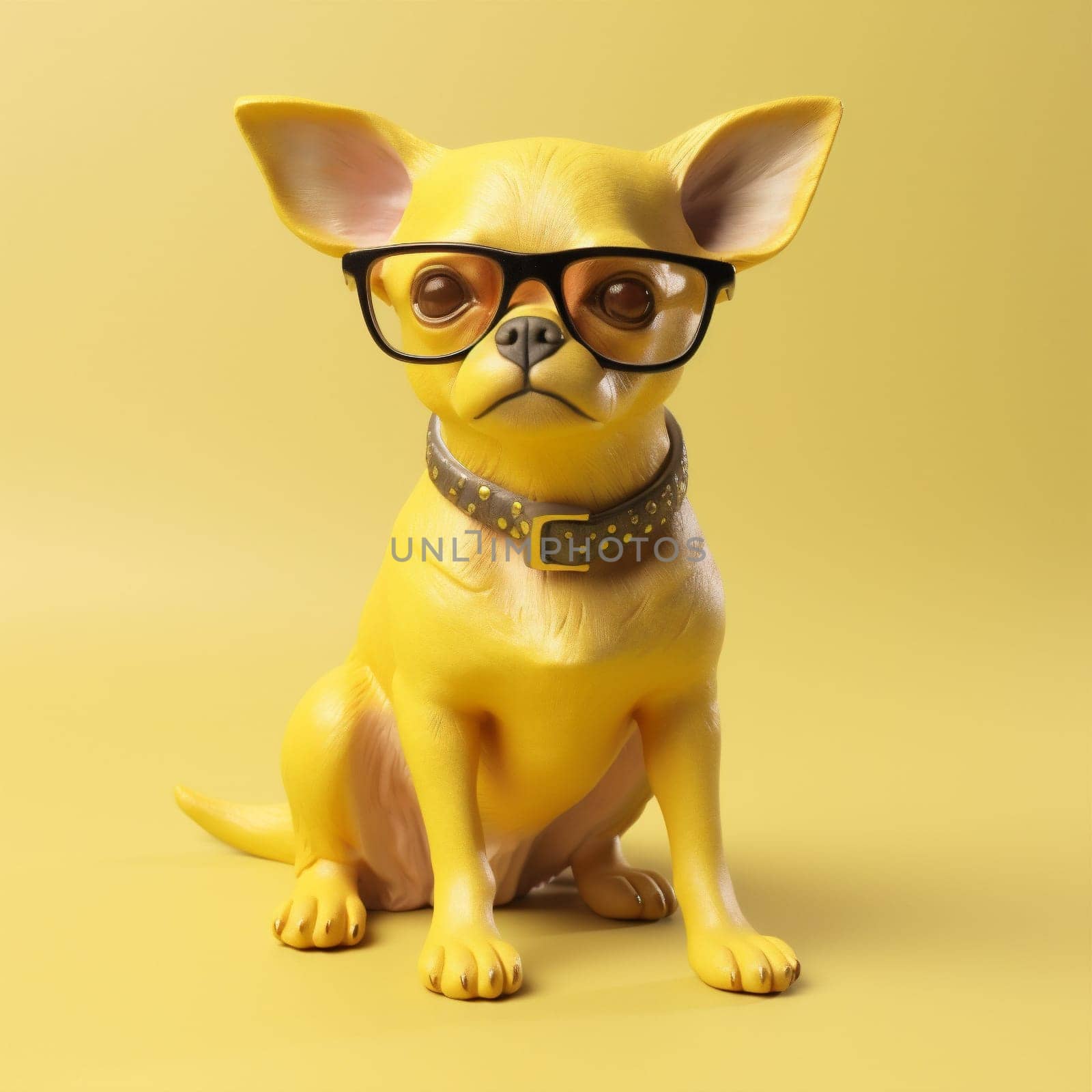 glasses dog chihuahua background pet pedigree yellow puppy cute portrait animal. Generative AI. by SHOTPRIME