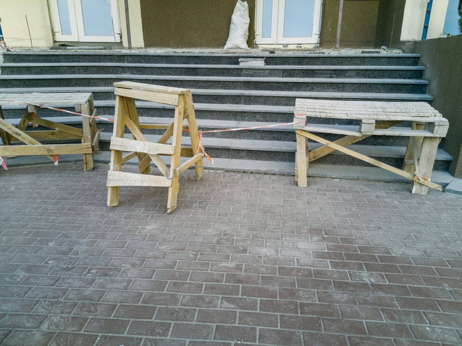 Broken house steps need to repair. Home amaged stair case outdoor. by Andelov13