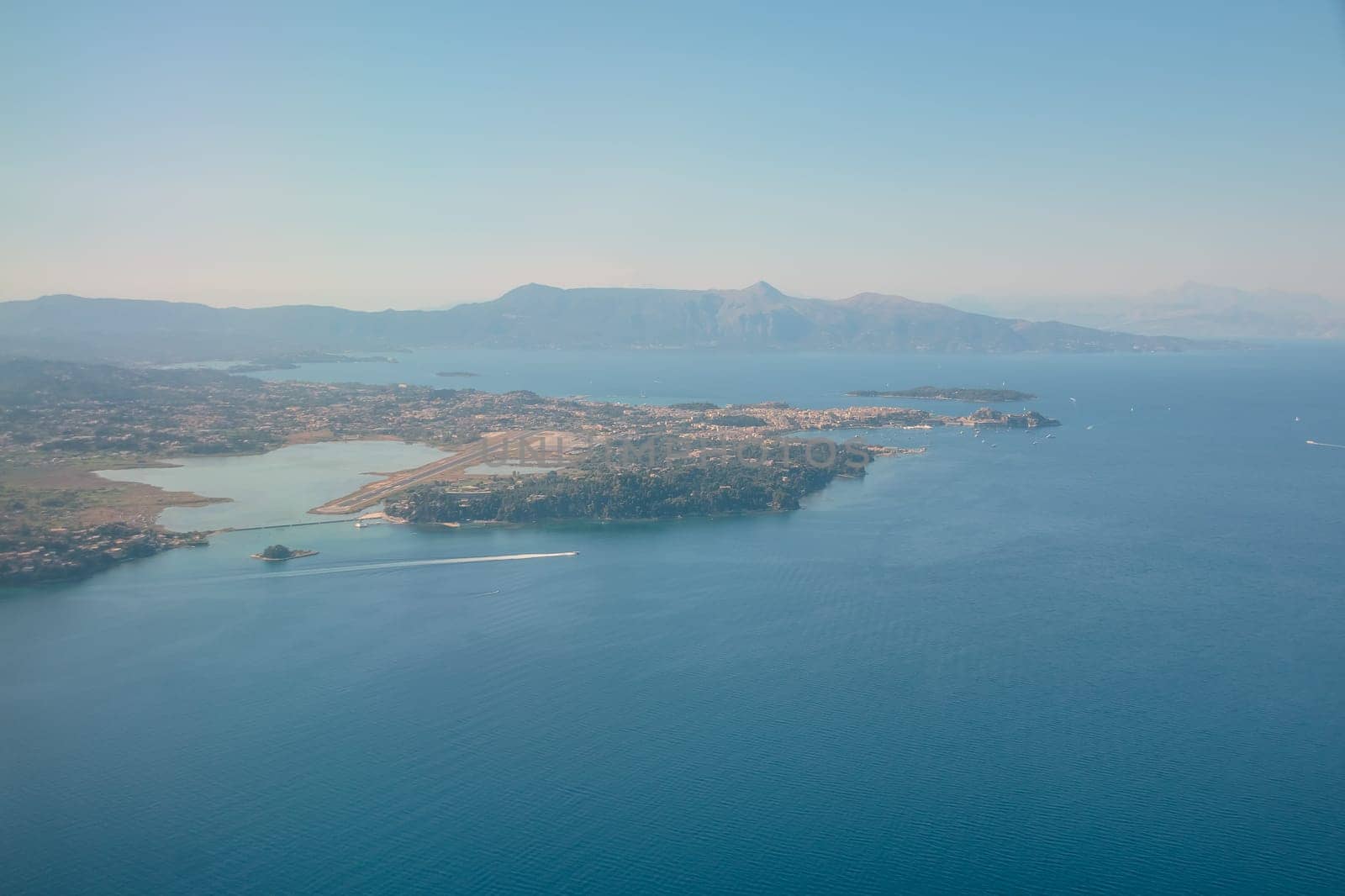 City of Corfu, Kerkyra, Greece aerial view.Copy space