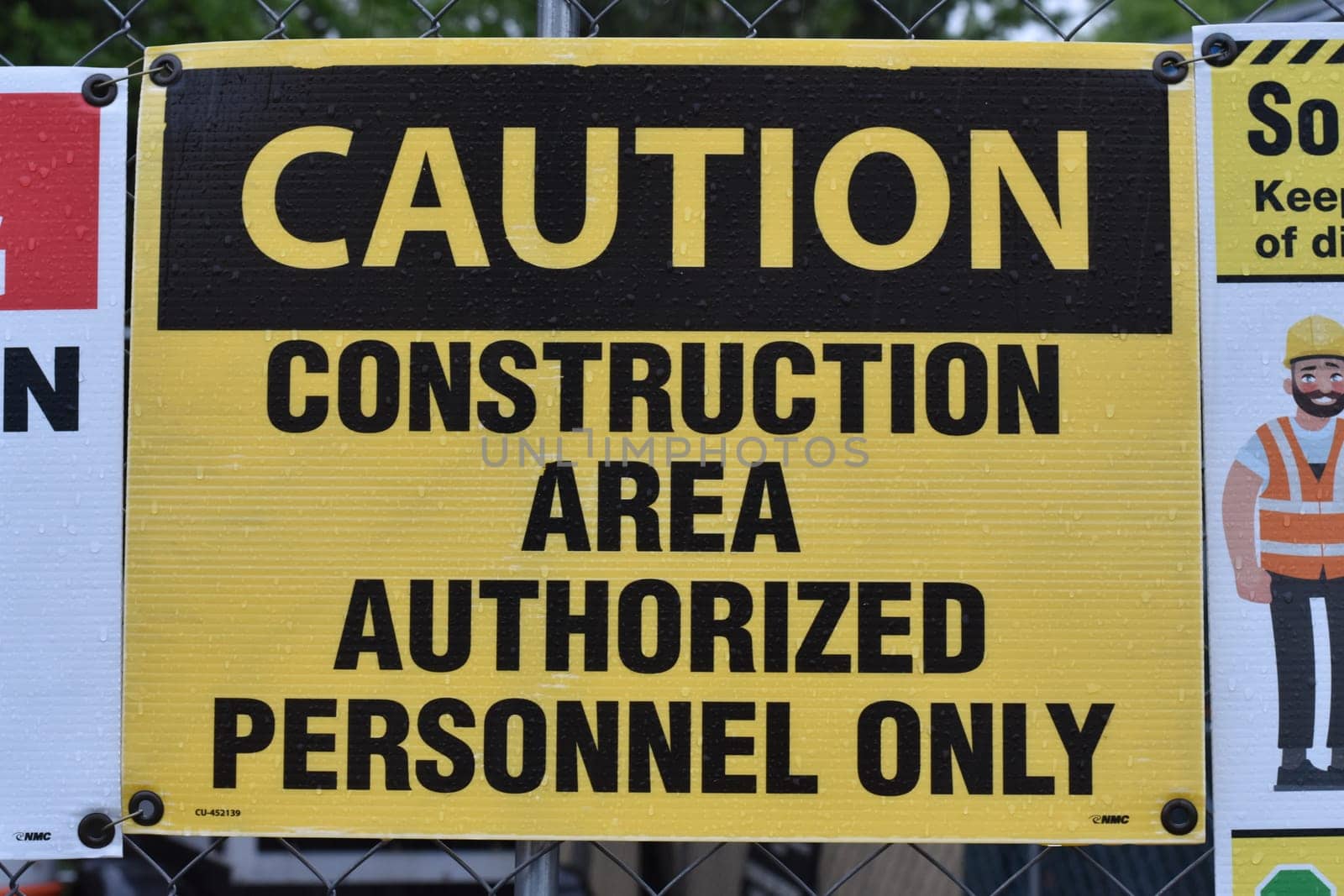 Caution Construction Area Authorized Personnel Only Sign. High quality photo