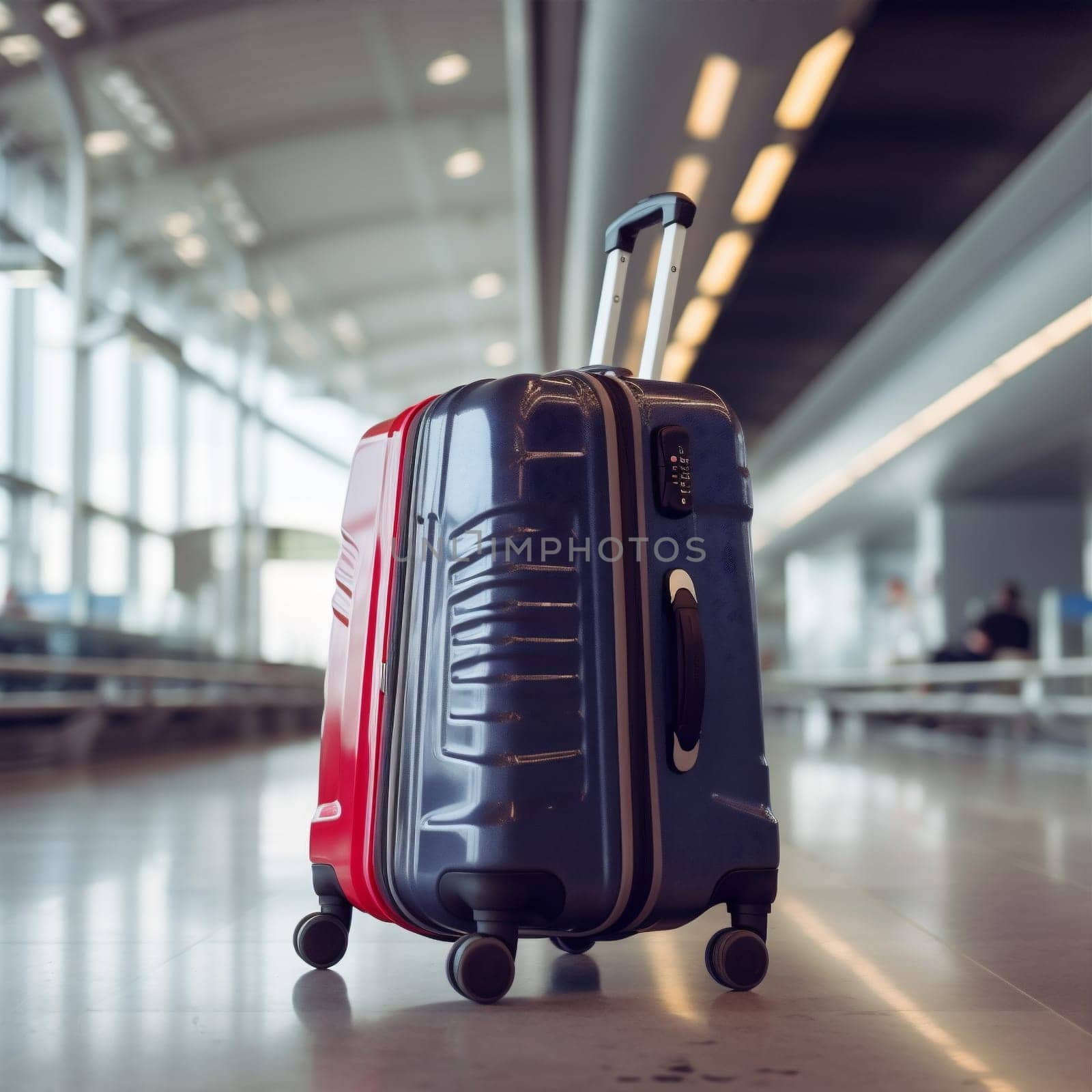departure transportation baggage flight business suitcase terminal air bag travel. Generative AI. by SHOTPRIME