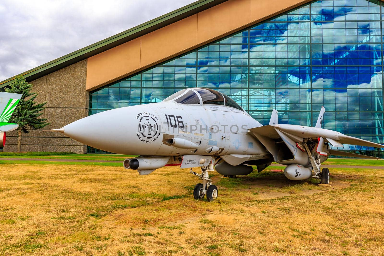 McMinnville, Oregon - August 7, 2016: US Navy Grumman F-14D Super Tomcat on exhibition at Evergreen Aviation & Space Museum.