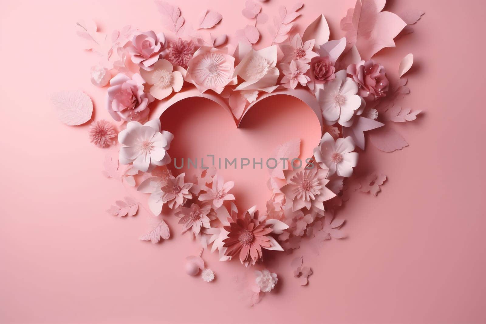 card illustration rose creative 14 flower layout day pink love february spring wedding background holiday valentine birthday hipster bouquet shape heart floral. Generative AI.