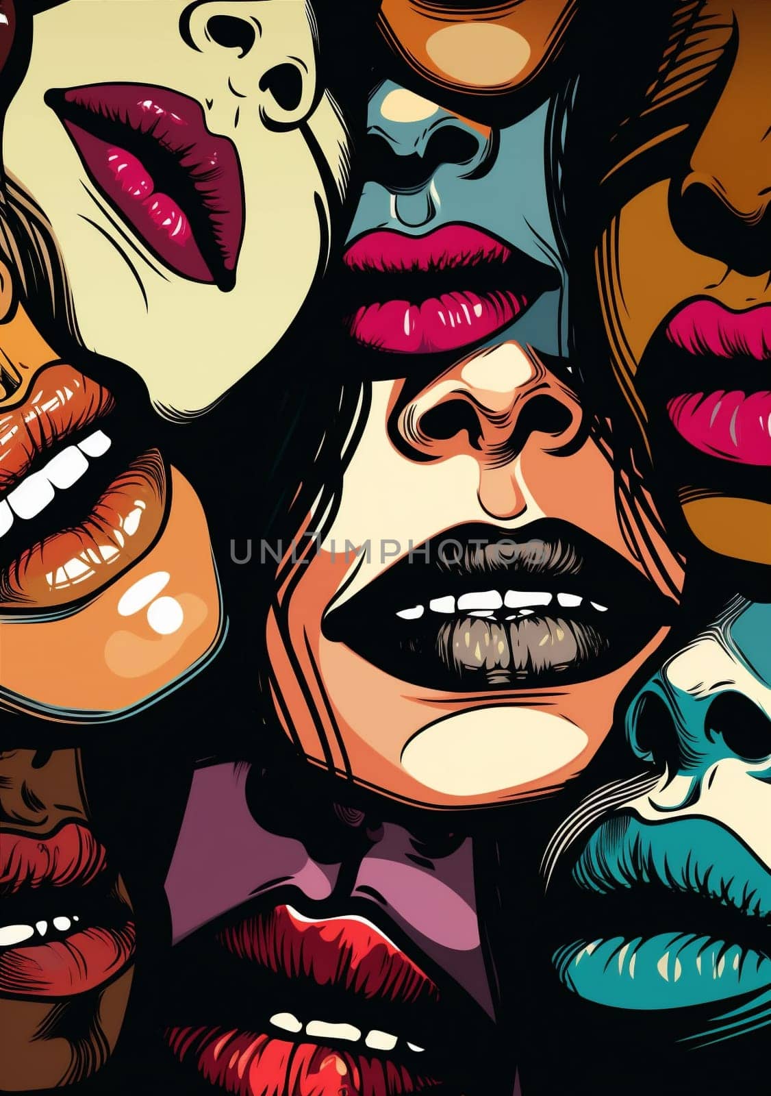 woman abstract lipstick mouth element lips female poster art kiss illustration. Generative AI. by SHOTPRIME