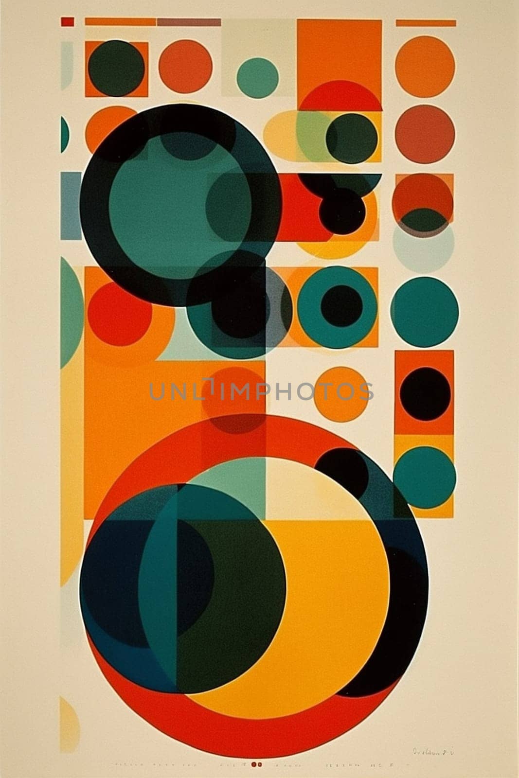 abstract vintage red eye circle design poster art retro illustration. Generative AI. by SHOTPRIME