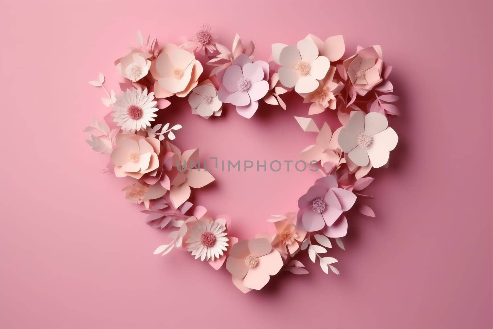 romantic love pink heart valentine background rose bouquet beauty shape fashion wedding flower day greeting card concept mother pastel symbol design. Generative AI.