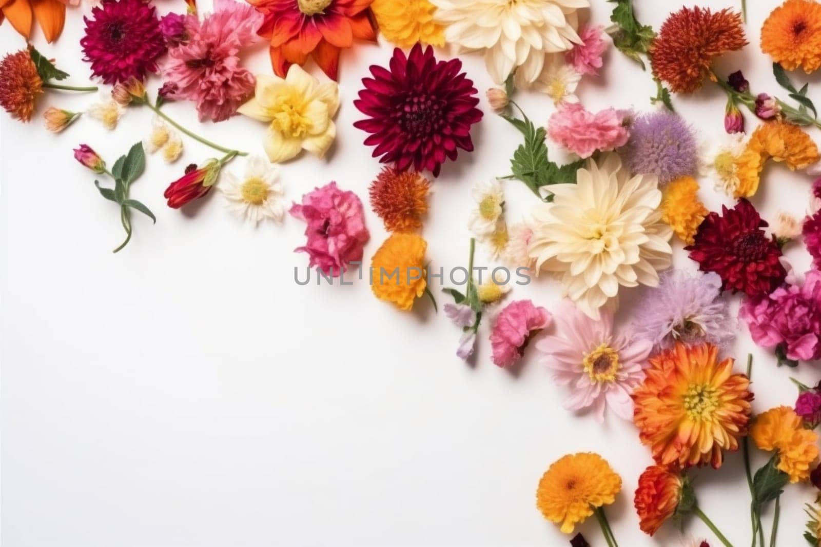 flower decoration nature mockup decorative romantic greeting leaf spring composition isolated anniversary art white holiday day desk petal background floral summer. Generative AI.