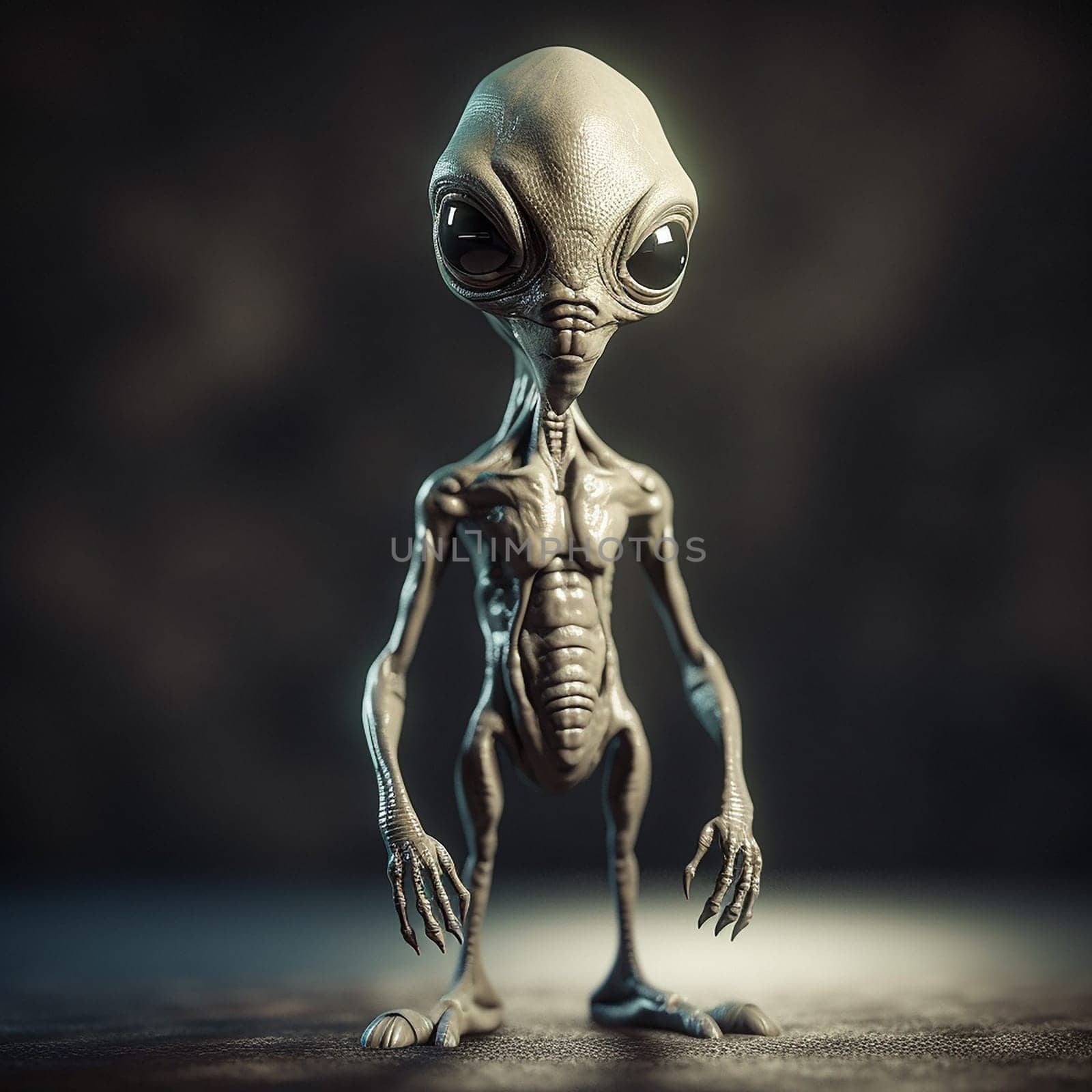 Alien attack or abduction or in a UFO space ship, visitor or scary world or universe with invasion, technology and martians. A close up or portrait of aliens for horror, strange and special effects