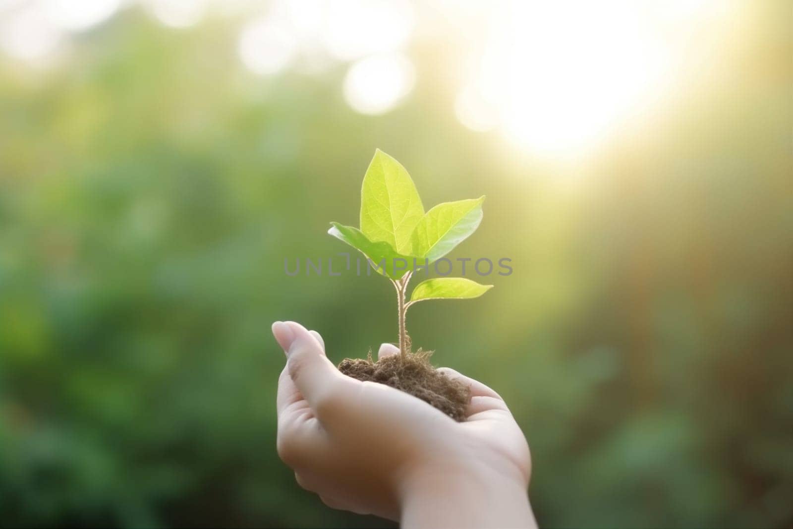 life green agriculture plant leaf nature hand care ecology growth. Generative AI. by SHOTPRIME