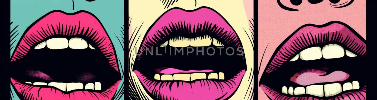 abstract woman kiss illustration art poster lips mouth lipstick beautiful female. Generative AI. by SHOTPRIME