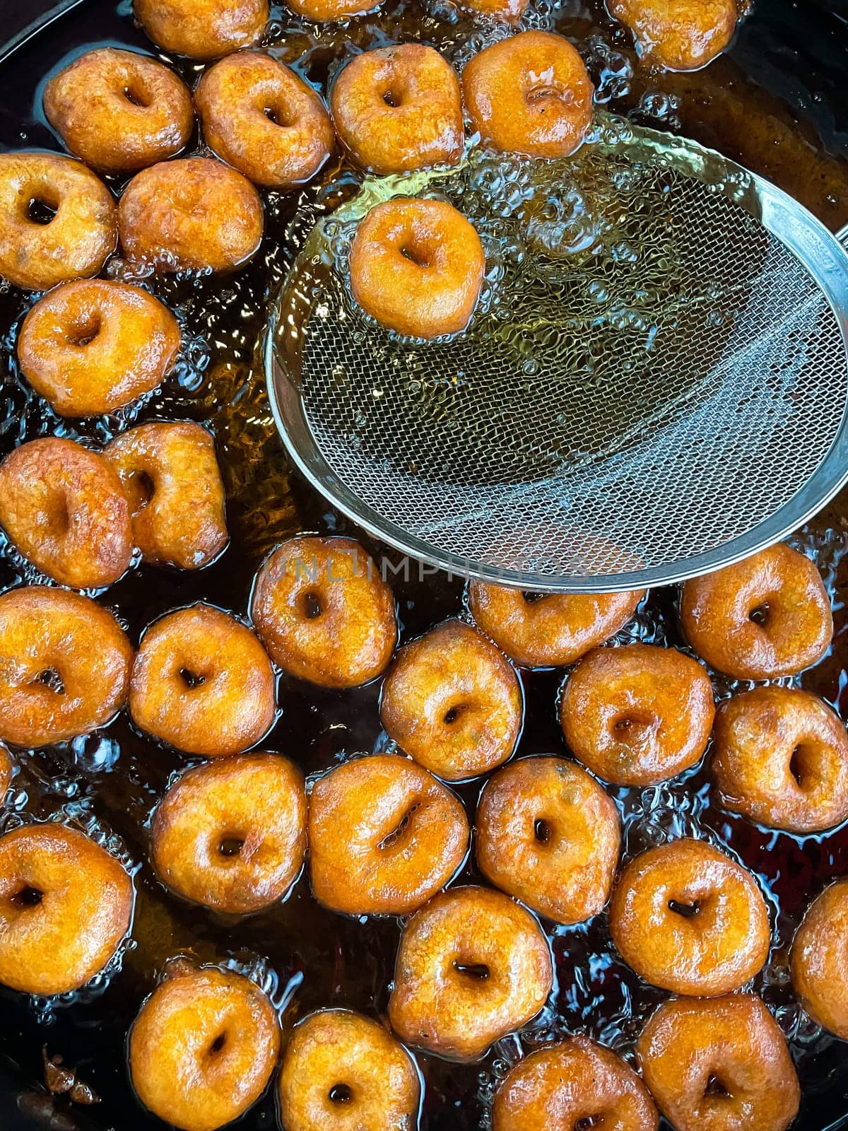 April 2023. Istanbul, Türkiye. (Lokma) Turkish-style sweet snacks. Turkish street sweets.