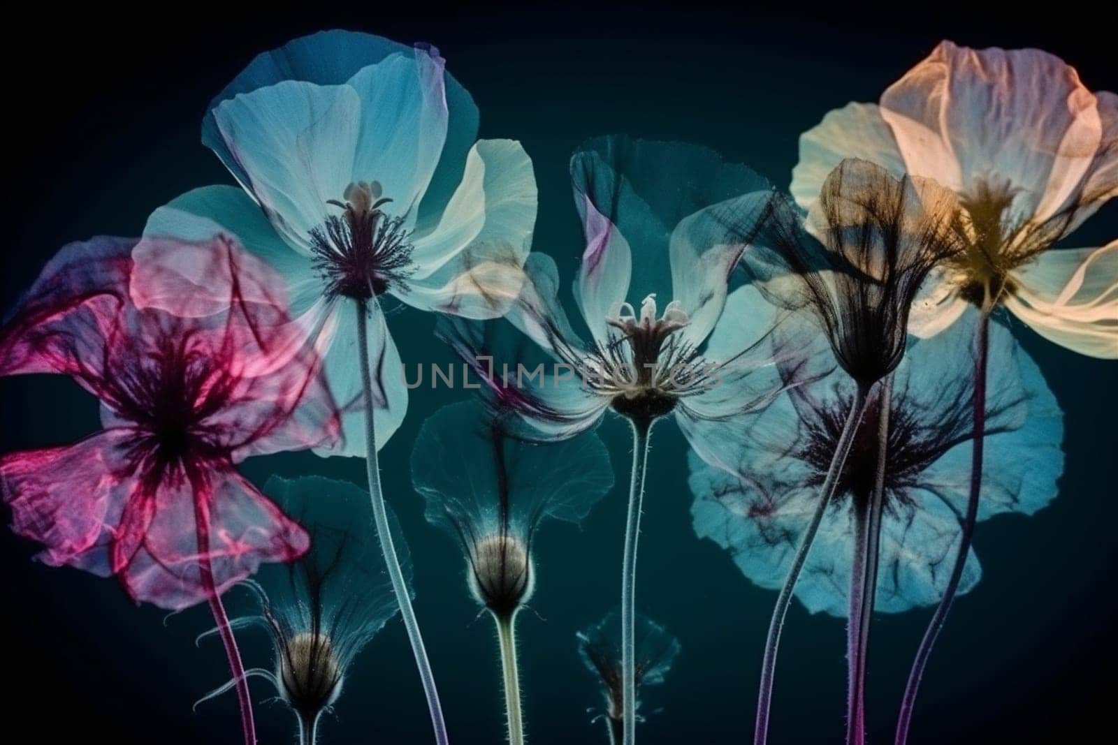 floral bloom xray beautiful background plant blossom spring leaf nature flower. Generative AI. by SHOTPRIME