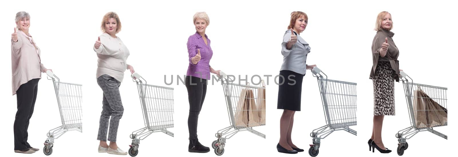 a group of people in profile with a basket showing thumbs up on a white background