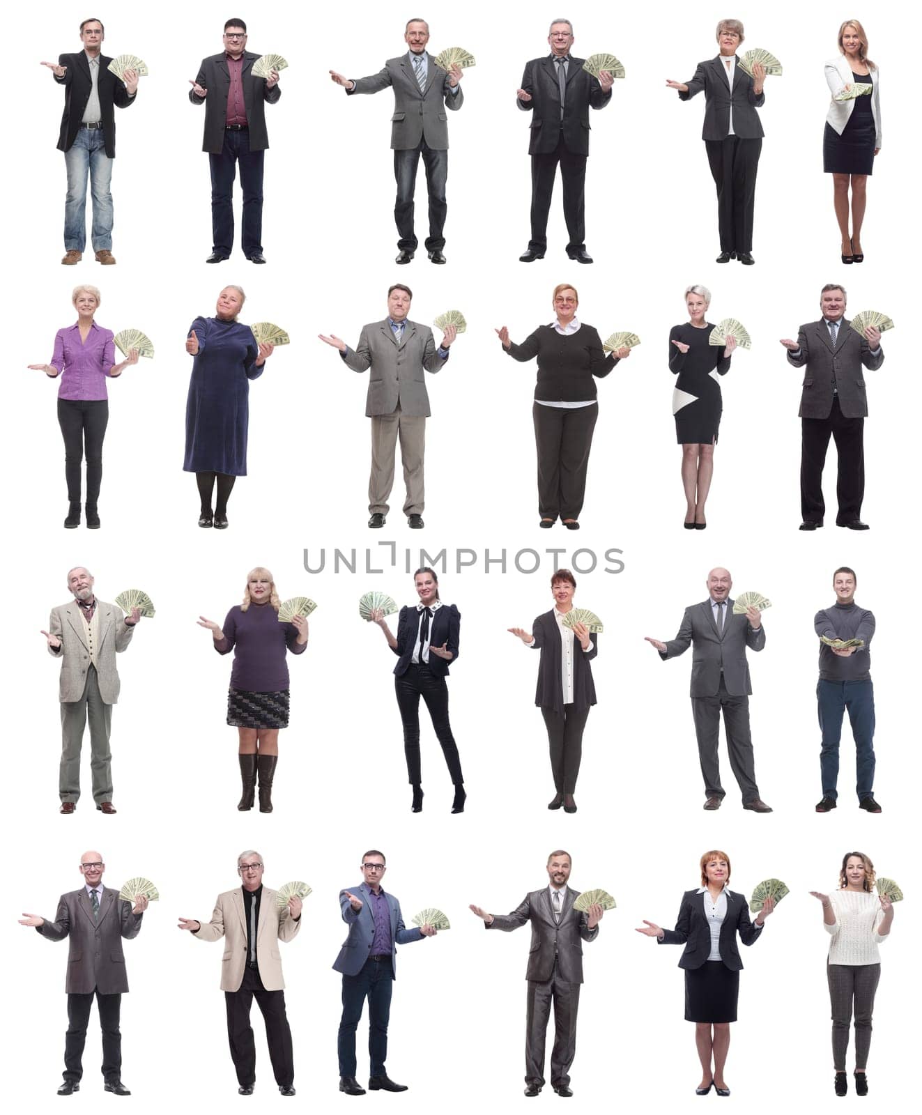 group of successful business people with money isolated by asdf