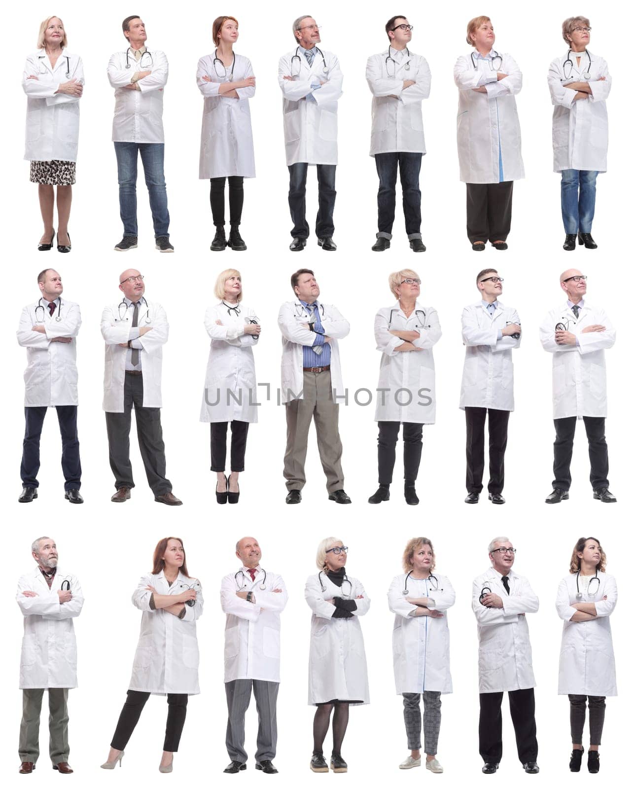 group of doctors standing in full length isolated on white by asdf