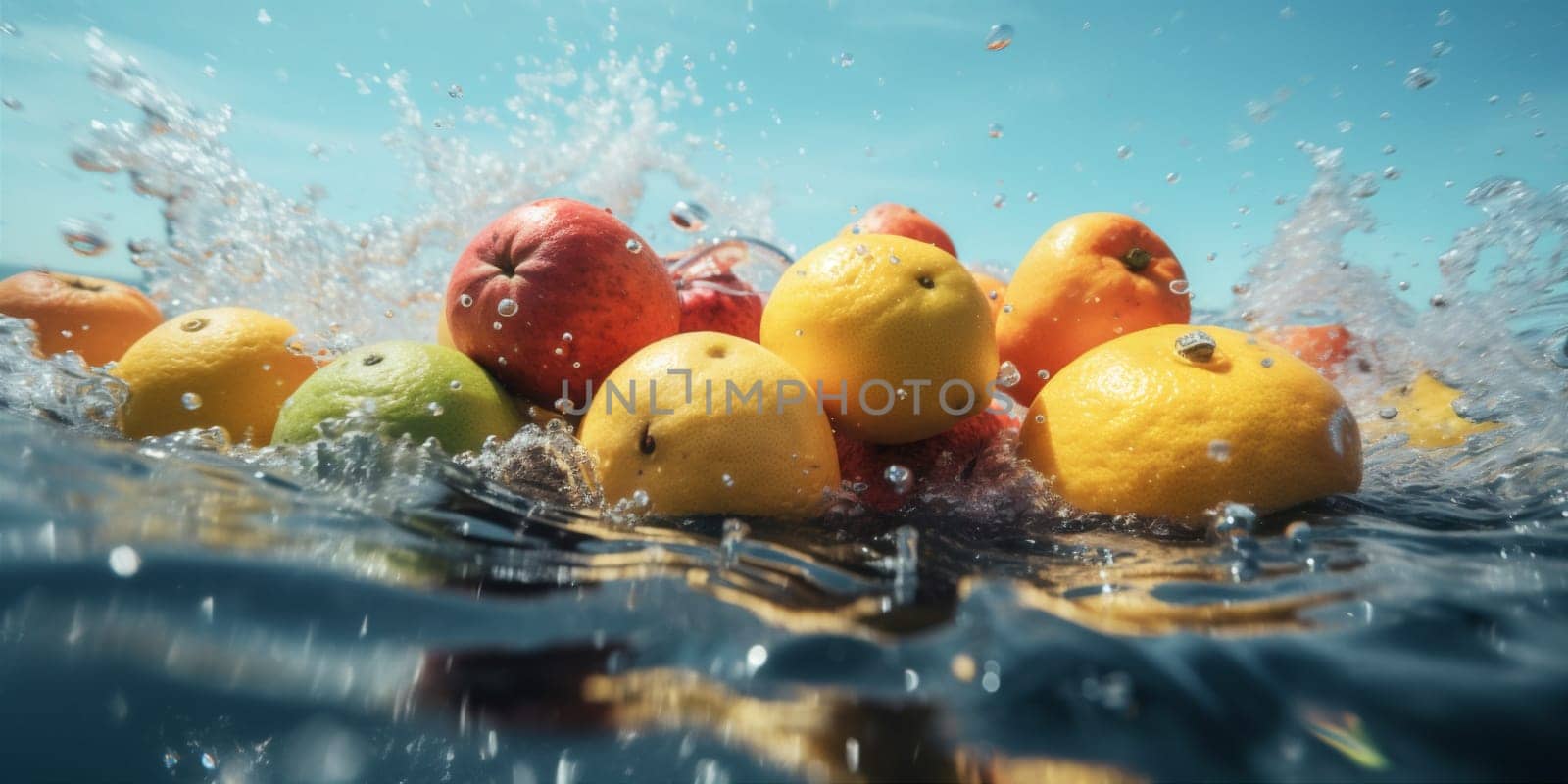 healthy background drop strawberry fresh vitamin liquid fruit green food water. Generative AI. by SHOTPRIME