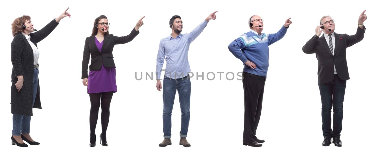 group of business people with microphone isolated by asdf