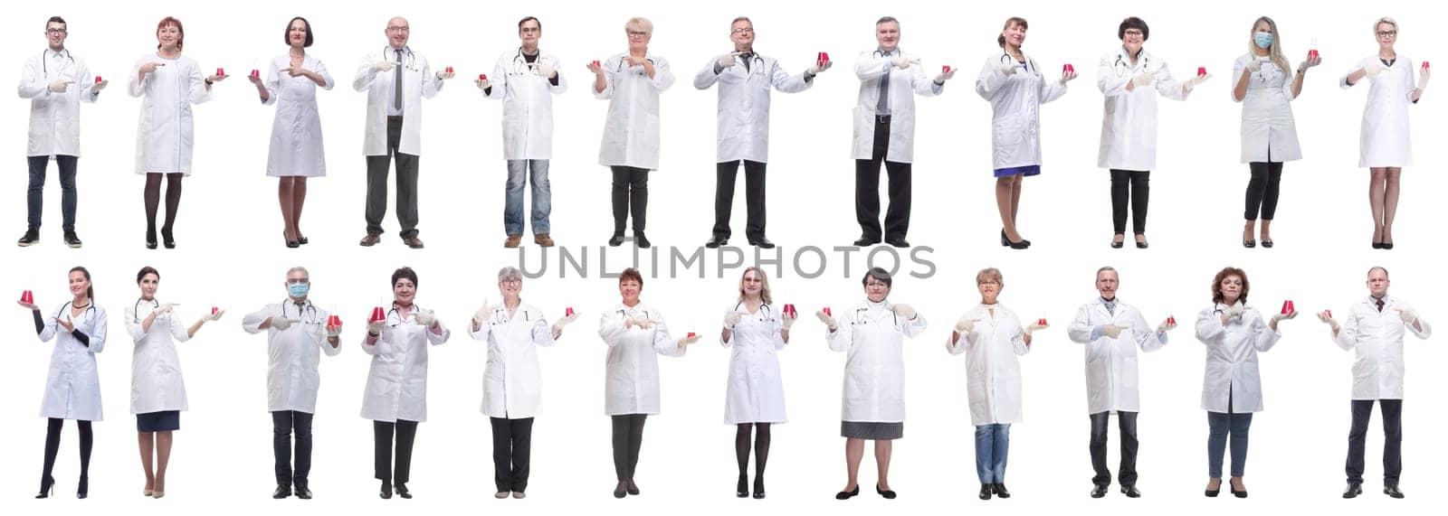 laboratory assistant holding a flask with liquid isolated by asdf